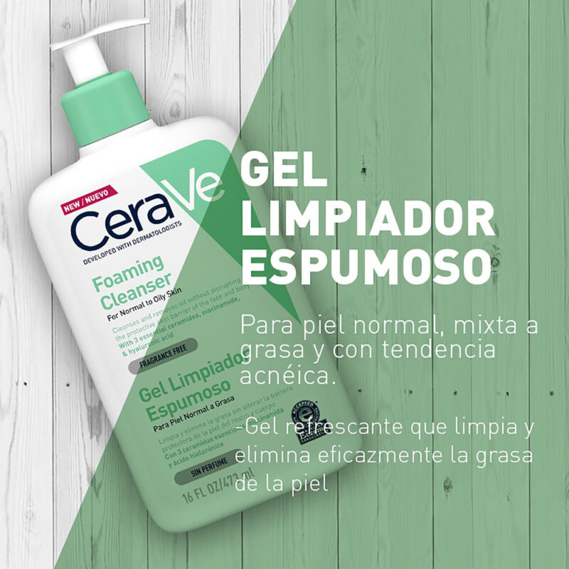 Cerave Gel Limpiador Espumoso X473ML - Imagen 2