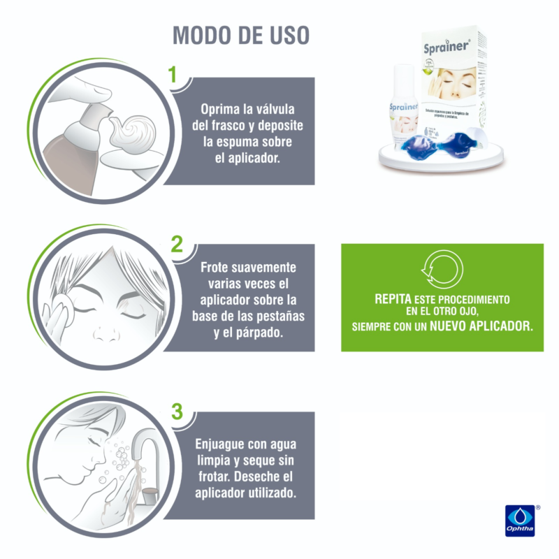 Ophtha Sprainer Limpiador de Parpados y Pestañas x80Ml - Imagen 2